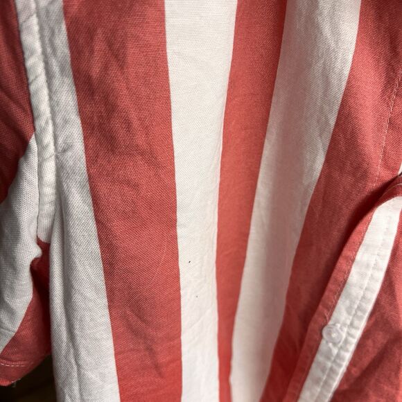 Asos Design Casual Short Sleeve Button Up Stripe Shirt S orange white summer - Picture 4 of 10